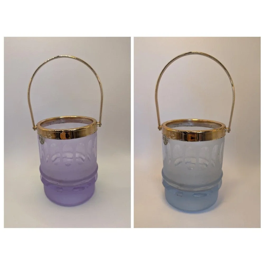 Vintage‎ Neodymium Alexandrite Glass Ice Bucket and 3 Tumbler Set Color Changing